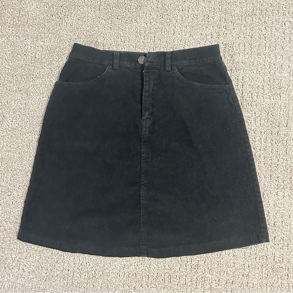 Brandy Melville Black Suede Corduroy Mini Skirt